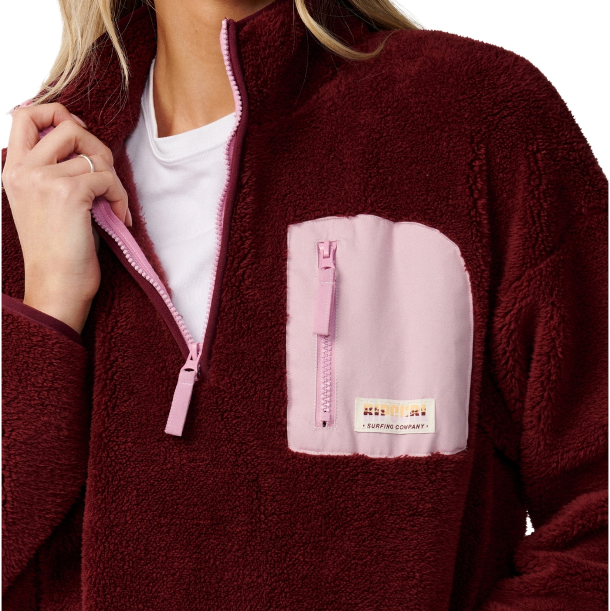 2026 Rip Curl Womens Party Wave Polar Zip Thru Fleece 0EFWFL - Dark Plum